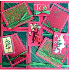 Sewn Premade Scrapbook Page/Sewn Mat Set - 12 pieces: Victorian Christmas