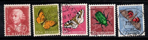 Schweiz 1957 Mi. 648-652 gebraucht 100% Pro Juventute, Schmetterlinge, Insekten