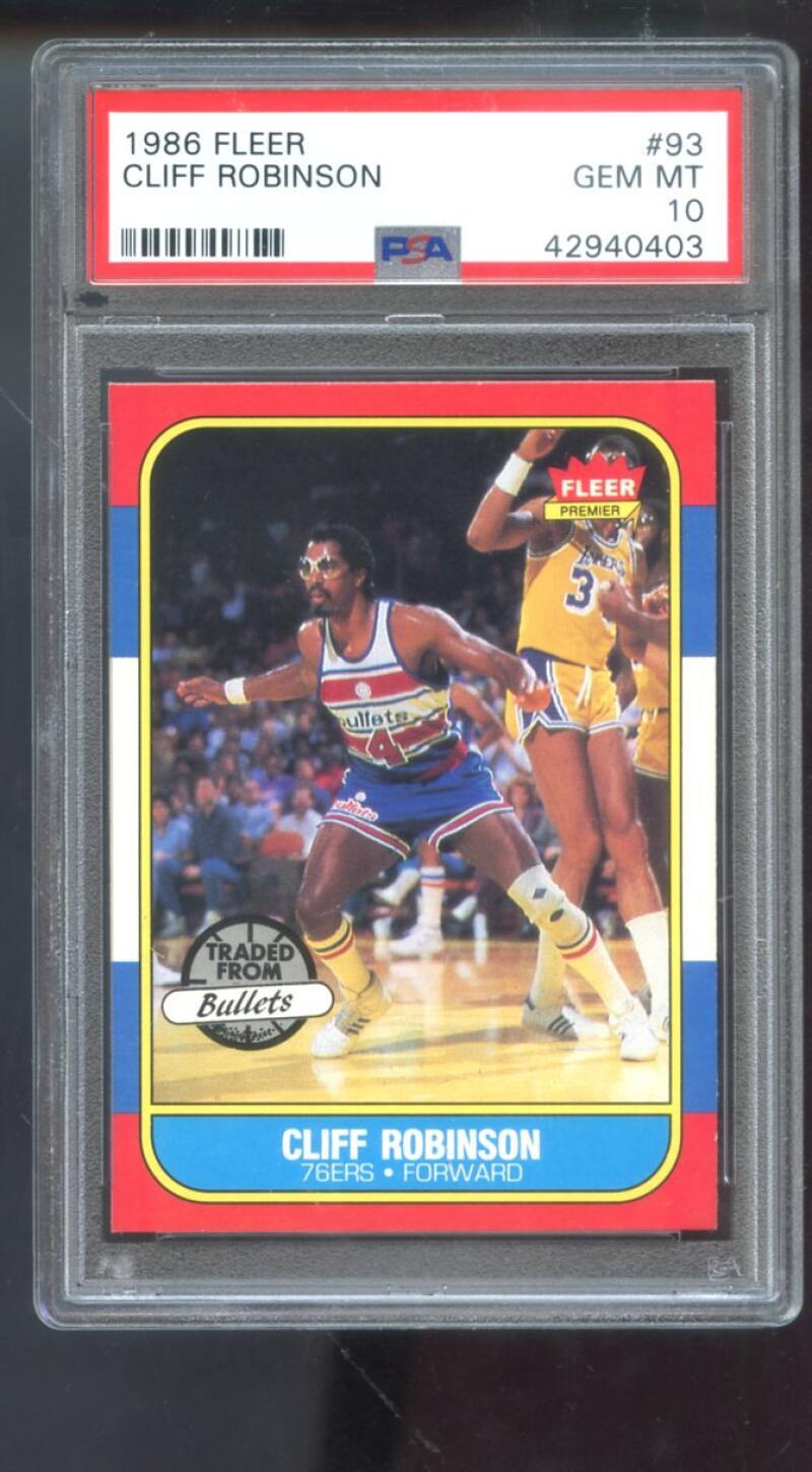 1986-87 Fleer #93 Cliff Robinson PSA 10 Graded Basketball Card 86-87 1987 76ers