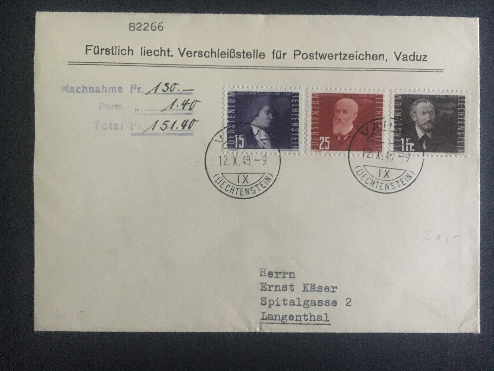 1948 Vaduz Liechtenstein cover Cheap super special price to C28 C25 C30 Ranking TOP5 # Langenthal