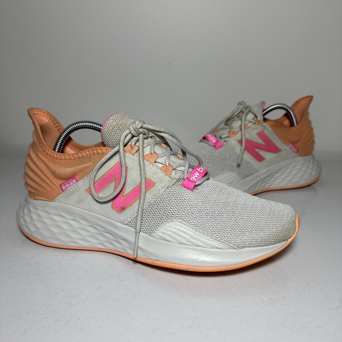 New Balance Womens Fresh Foam Roav Running Cream/Orange Shoes Size