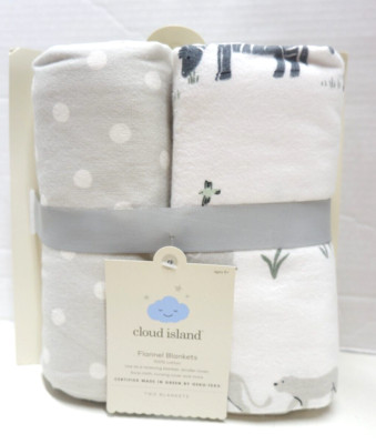 Flannel Blanket Larger Size 2pk - Cloud Island- Two by Two Animals