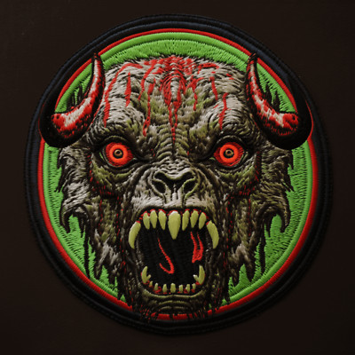 Bison Patch Iron-on Applique Halloween Zombie Mutated Animal Bull Animal Badge