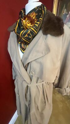 90s Guy Laroche Made In France Dbl Breasted Mac W/ Detachable Mink? Fellfutter M
