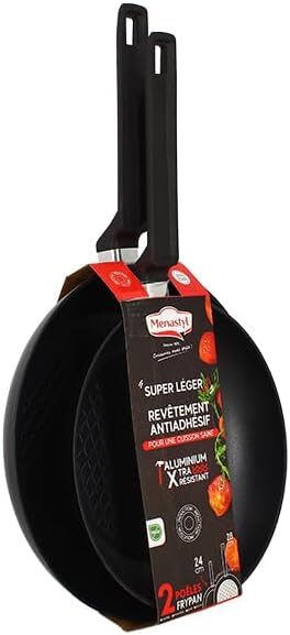 Poêles induction 24 et 28cm en aluminium noir à cuisson homogène