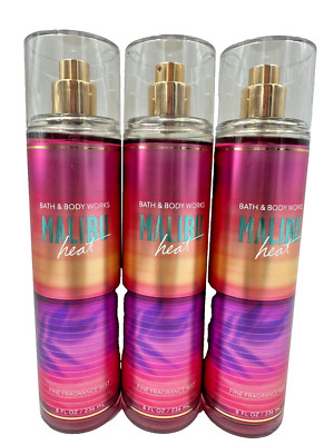 NEW Bath & Body Works Lot of 3 Bottles Malibu Heat Fragrance Mist Spray 8 oz