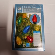 Holiday Time 25 counts Multi-Color LED C7 Lights Green Wire 14ft Long Christmas