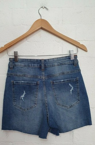 DOTTI Label ASHA Mom High Waist Vintage Look Womens Frayed Denim Shorts, Size 8 - Picture 3 of 8