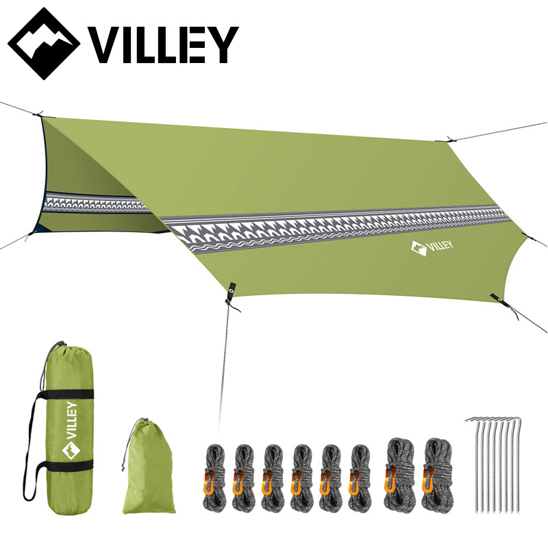 VILLEY Hamaca Tienda Lluvia Mosca, Octogonal Impermeable Camping Lona, Refugio Solar