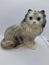 Coopercraft Persian Cat Ceramic England grey white 8" long