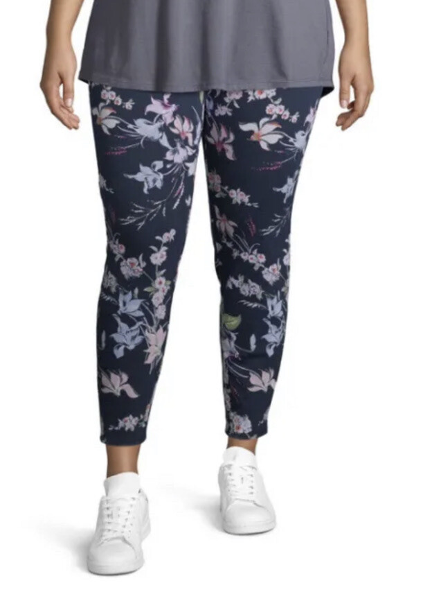 Terra & Sky Women's Plus Floral Jeggings Tummy Control Pull On Size 4X (28W-30W)