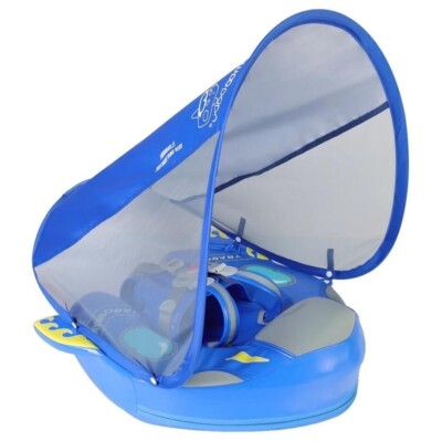 Mambobaby Baby Pool Float Canopy Non Inflatable Infants Training Float Rockets