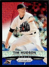 TIM HUDSON 2015 PANINI PRIZM RED WHITE AND BLUE MOJO REFRACTOR