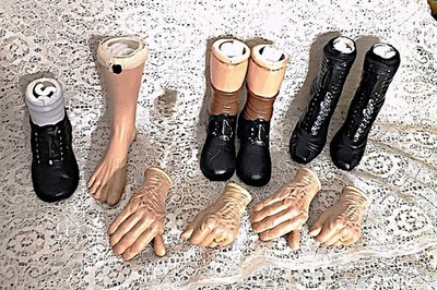 William Wallace Jr Doll Parts Ceramic Grandma Grandpa Shoes Hands Feet 10 pcs