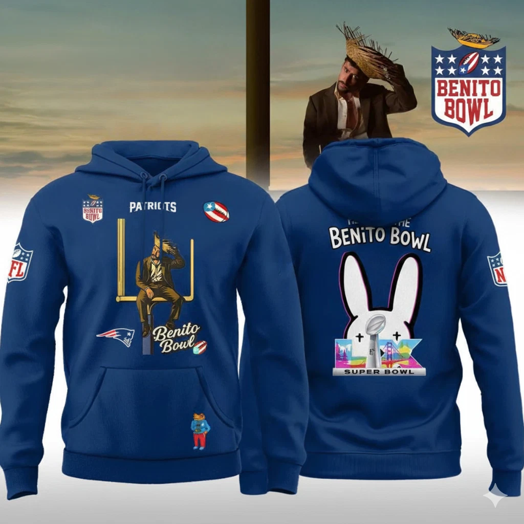 New England Patriots x Bad Bunny 2026 Super Bowl Blue Shirt