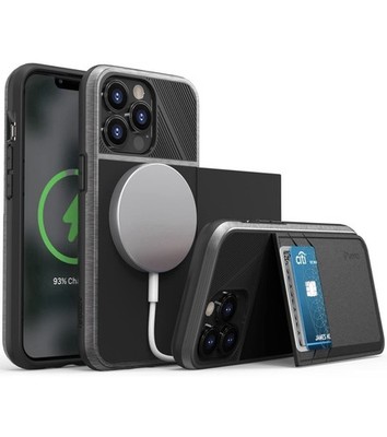 iPhone 13 6.1  Card Holder Wallet Phone Case Space Gray Kickstand RFID