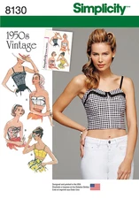 Simplicity 8130 Sewing Pattern - Misses Cropped Tops - Size 14-22