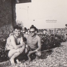 Two Affectionate Handsome Young Men Embrace Hug Shirtless Muscular Bulge Gay Int