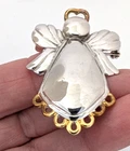 Vintage Sterling Silver Angel Pin Pendant with Gold Vermeil Halo Excellent 925