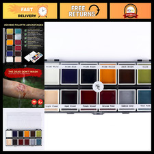 12-Color Zombie Makeup Palette - Waterproof SFX, Quick Drying for Halloween Co