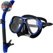 Snorkeling Gear for Adults, Snorkel Mask Set 180 Degree Tempered Glass anti Fog