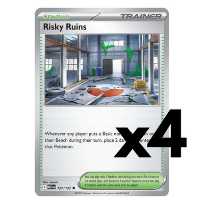 4x Risky Ruins - 127/132 - ME01: Mega Evolution (MEG) Pokemon Playset x4
