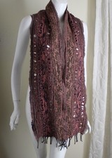 Estate ASIAN EYE Gorgeous Wool Felted Pink Beige Black Cut-Away Scarf Wrap WOW