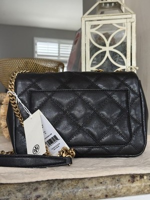New Tory Burch Willa Black Diamond Quilted With Gold Hardware
