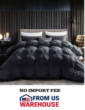 Luxurious All-Season Goose Down Comforter King Black Pinch Pleat 750 Fill Power