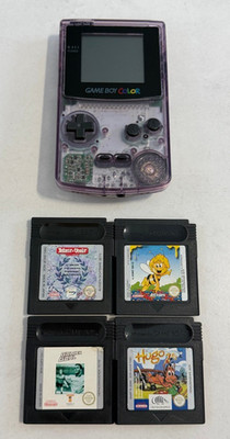 Nintendo Game Boy Gameboy Classic Color Konsole Lila Transparent + 4 Spiele