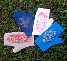 Felted Merino Wool Mittens: Light Blue,beige,pink,blue Handmade Winter Gloves