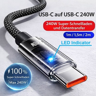 USB-C zu C Daten Schnellladekabel 240W PD3.1 Macbook Samsung Xiaomi Huawei iPhon