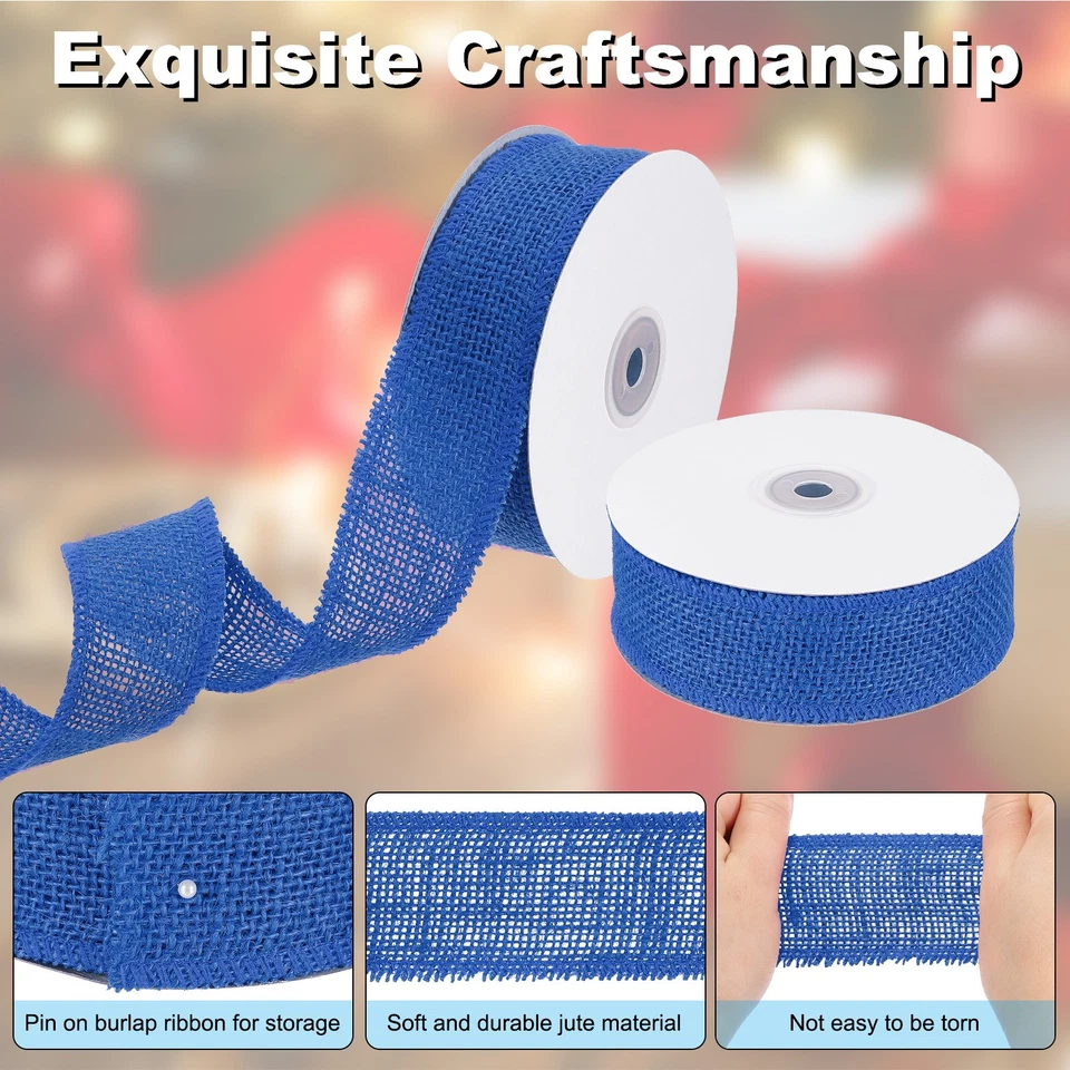 1.5" Wide 10 Yards Burlap Fabric Ribbon Jute Crafts Roll Wrapping Sky Blue - Image 3 of 4