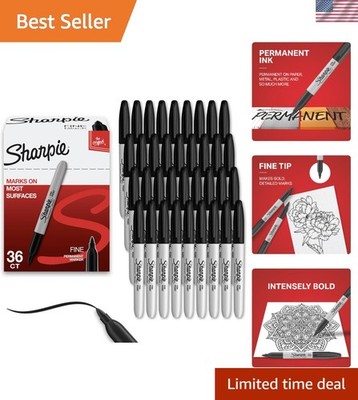 36 Count Black Fine Tip Permanent Markers for Vibrant Creativity