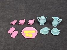 VTG Barbie 1988 Hostess Set Tea Cart 7348 Food Accessories Cups Bowls Bread