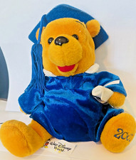 Disney Winnie The Pooh Vintage Graduation Plush Blue Gown Cap 6" Bear New W Tag