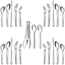 Ollex 23Pcs Silverware Set for 4 | Retro Stainless Flatware, Dishwasher Safe