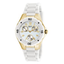 Invicta Women's Watch Angel Yellow Gold Case White Dial Silicone Strap 18796