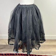 Black Tulle Skirt  Layered Flowy Midi  26" Elastic Waist  Costume or Party