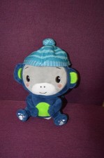 Fisher-Price Plush Monkey Adorable Sitting Plush Blue Green 7" T3