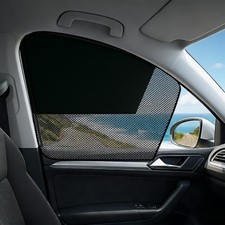 Car Window Shades Pack Magnetic Half Blackout Half See-Through 2 Black Front
