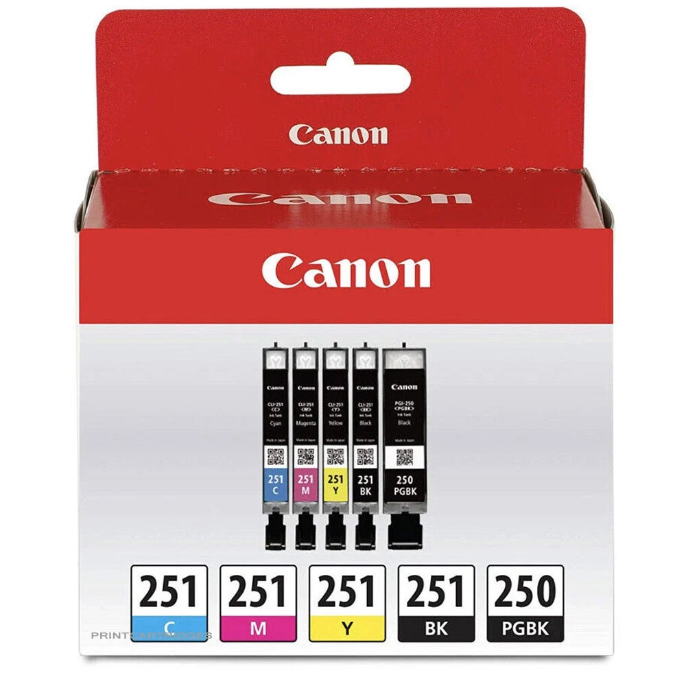 Canon Genuine PGI-250 & CLI-251 Ink Cartridges PGI 250 Black CLI 251 Inks No Box