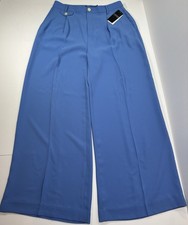NWT Lauren Ralph Lauren Black Label Pleated Georgette Wide Leg Pants Size 10