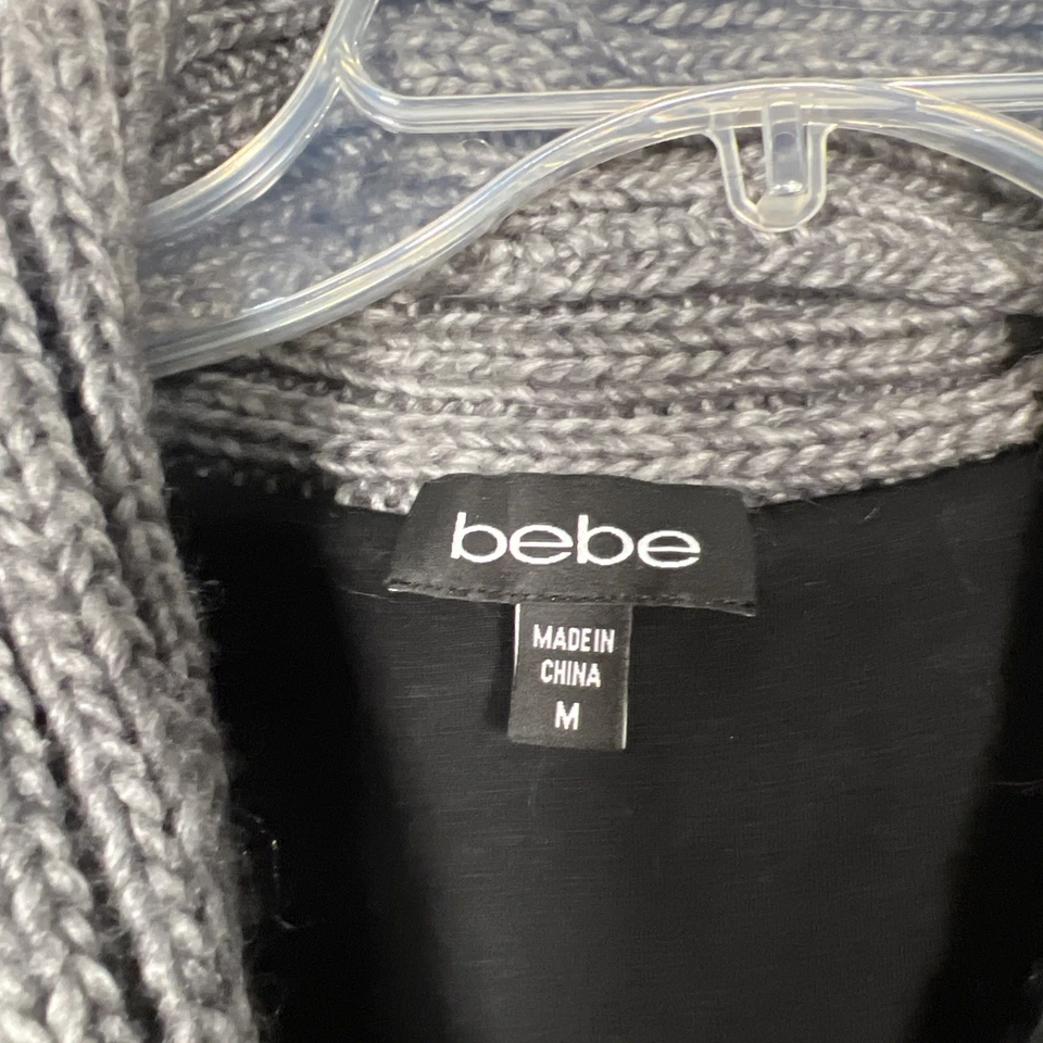 BEBE Suéter Chaleco Peludo M Sin Mangas Gris Pelo Largo Piel Sintética Forrado Y2K Foto 2 de 4