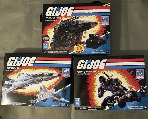 Hasbro G.I.Joe Lot Of 3 Sets (Ninja Commando, Cobra H.I.S.S. & Skystriker) 100pc