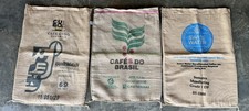 Assorted Burlap Jute Coffee Bean Bags Sacks-Lot Of (3) *See Pics/Description
