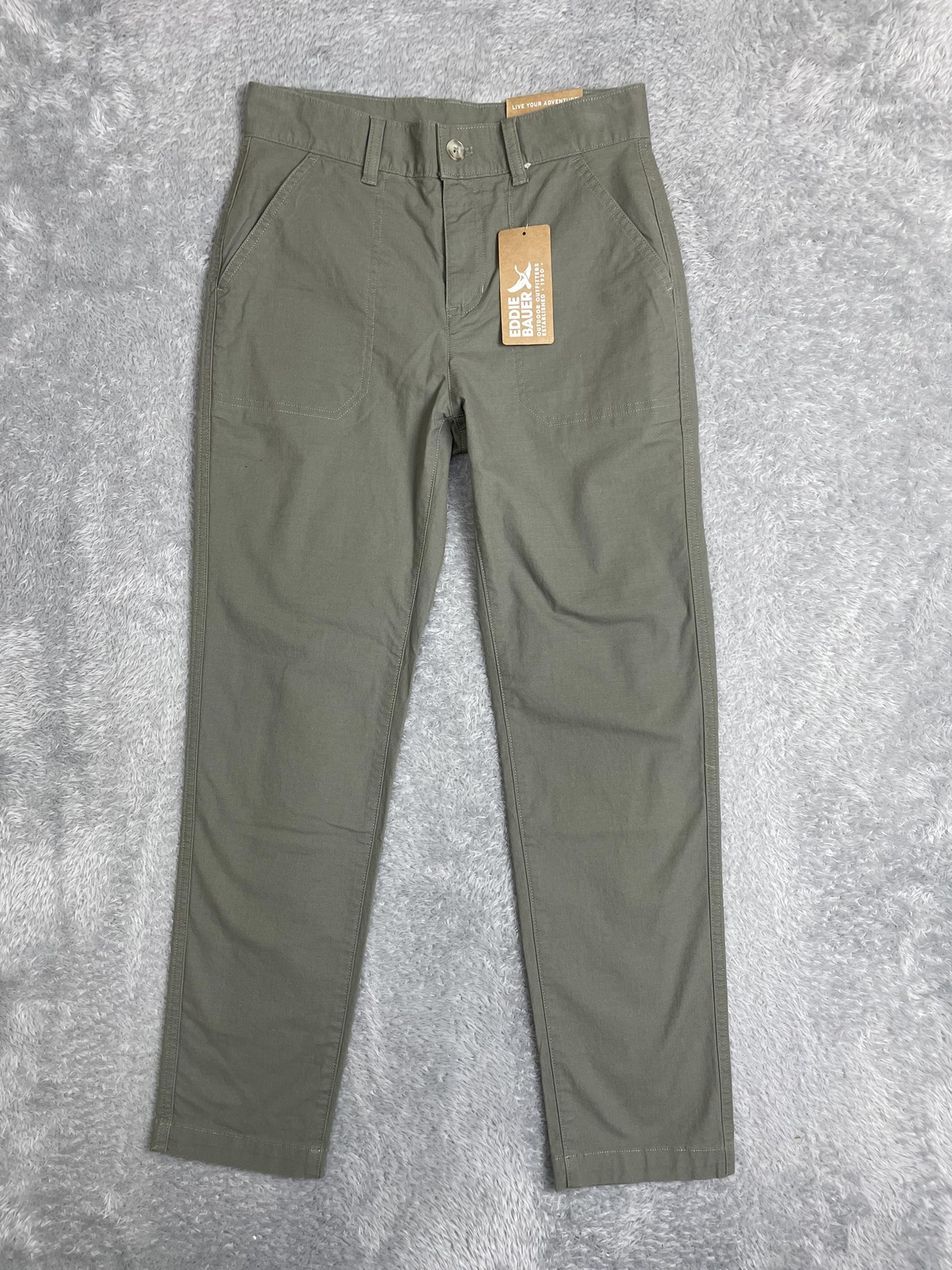 Eddie Bauer WR Adventure Ripstop Pants Womens 0 Green Straight Leg Ankle Hiking