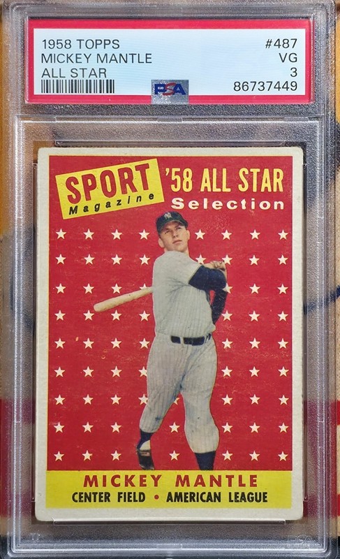 MICKEY MANTLE 1958 Topps All Star #487 PSA 3 *CENTERED* NEW YORK YANKEES HOF