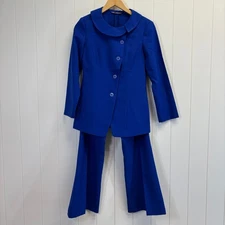 Retro Womens Twee Monochrome Asymmetrical 2pc Suit Size S Unique Office Career