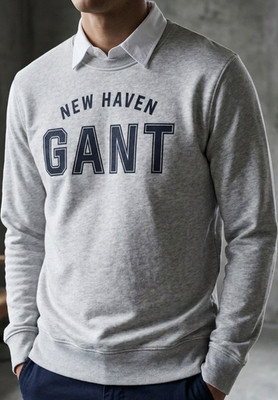 GANT Herren Sweatshirt L Grau Rundhals Pullover Langarm